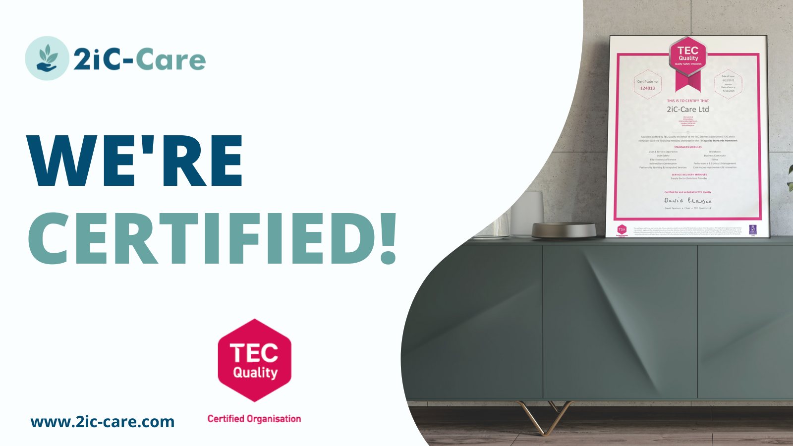 Announcement: 2iC-Care is now a QSF Certified Organisation.